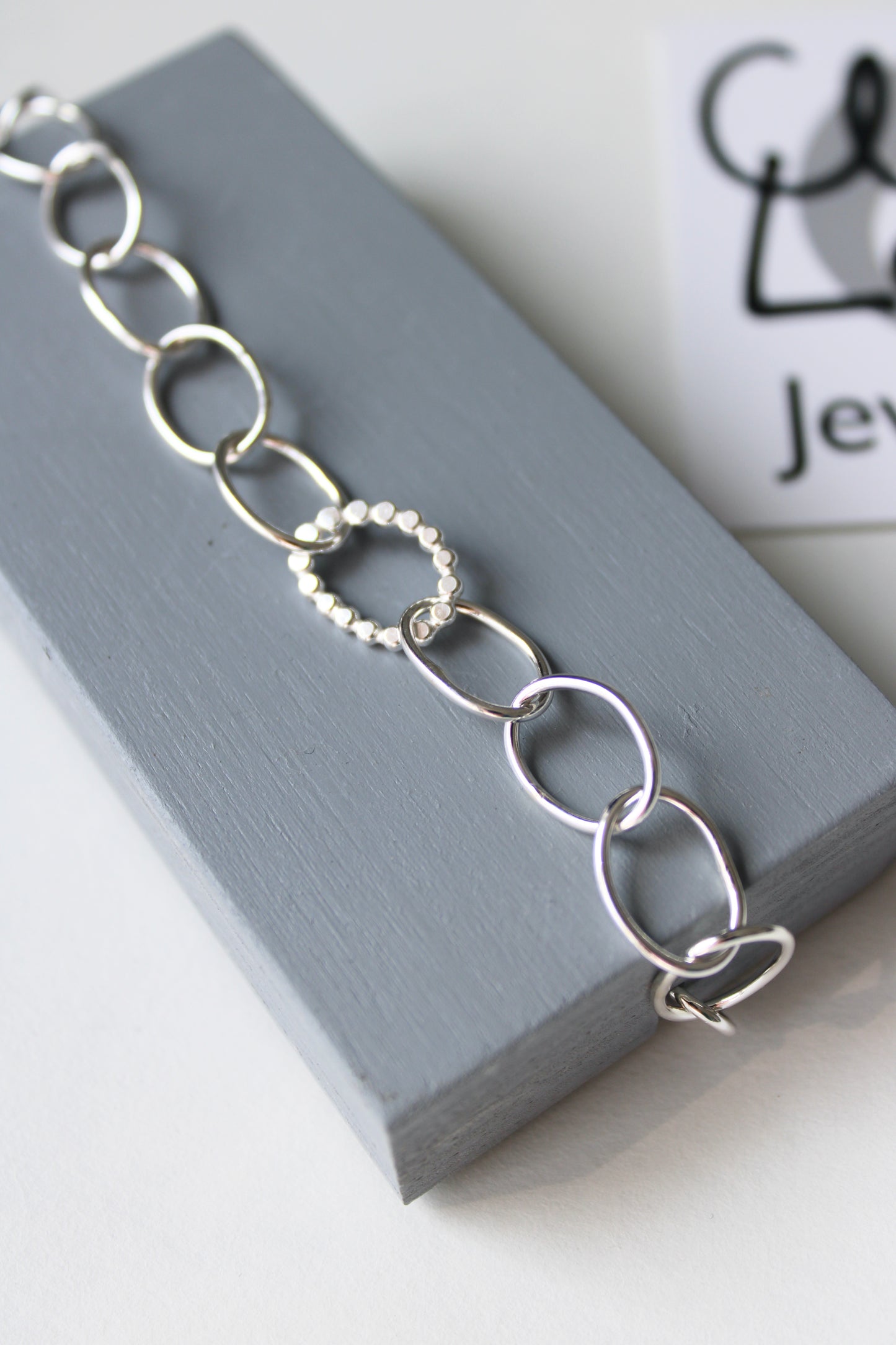 Silver Pebble Link Bracelet