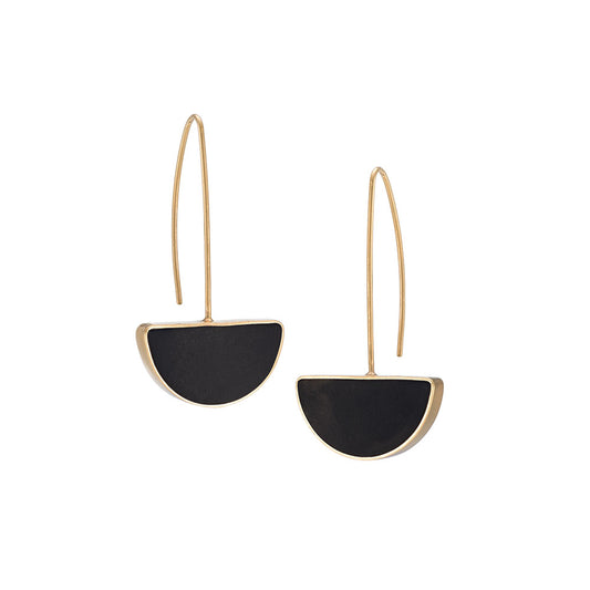 Arc Black Drop Earrings - Gold