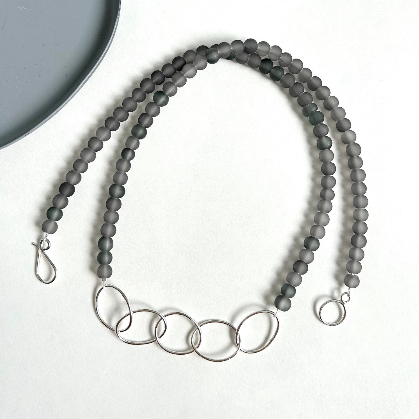 Silver Pebble & Glass Bead Necklace