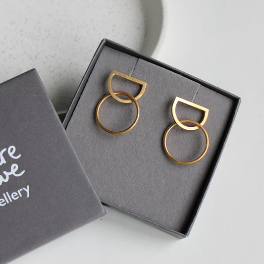 gold vermeil arc circle earrings