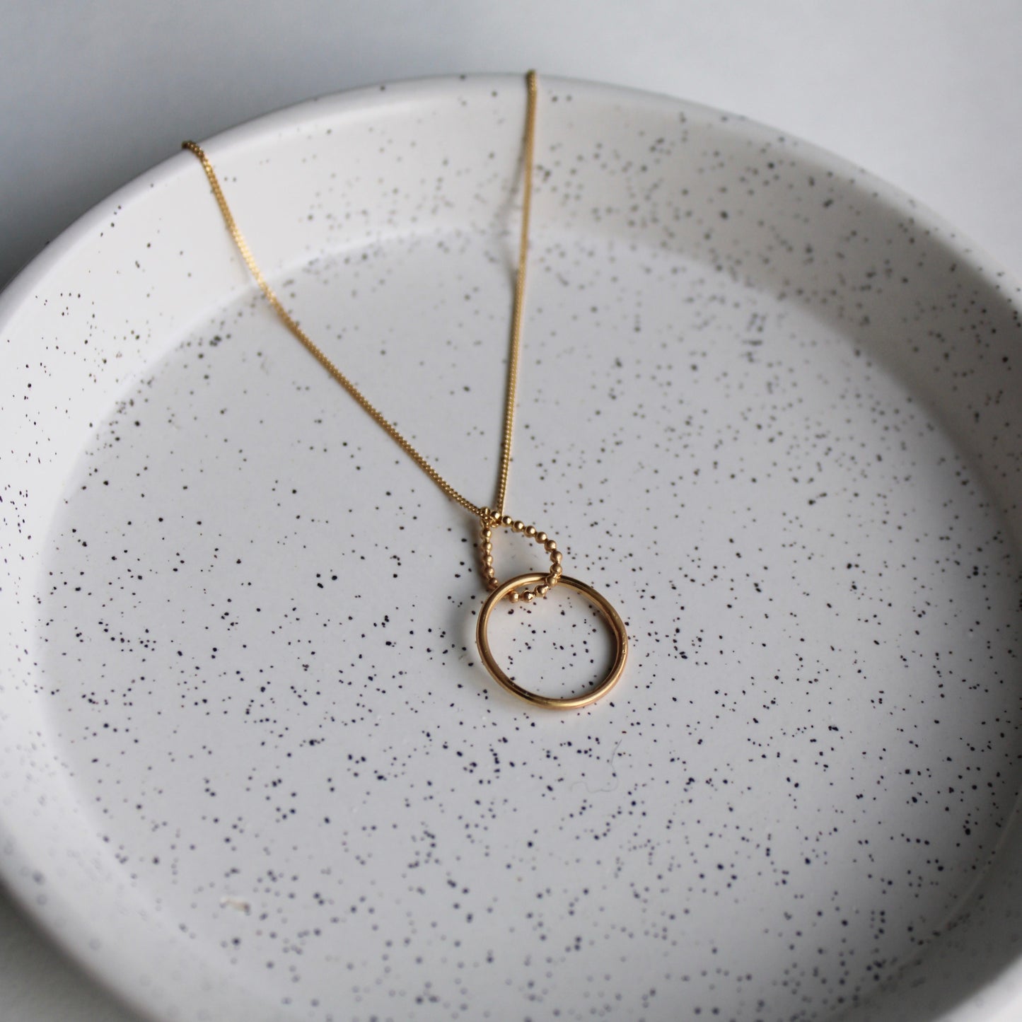 circle and teardrop pendant gold vermeil