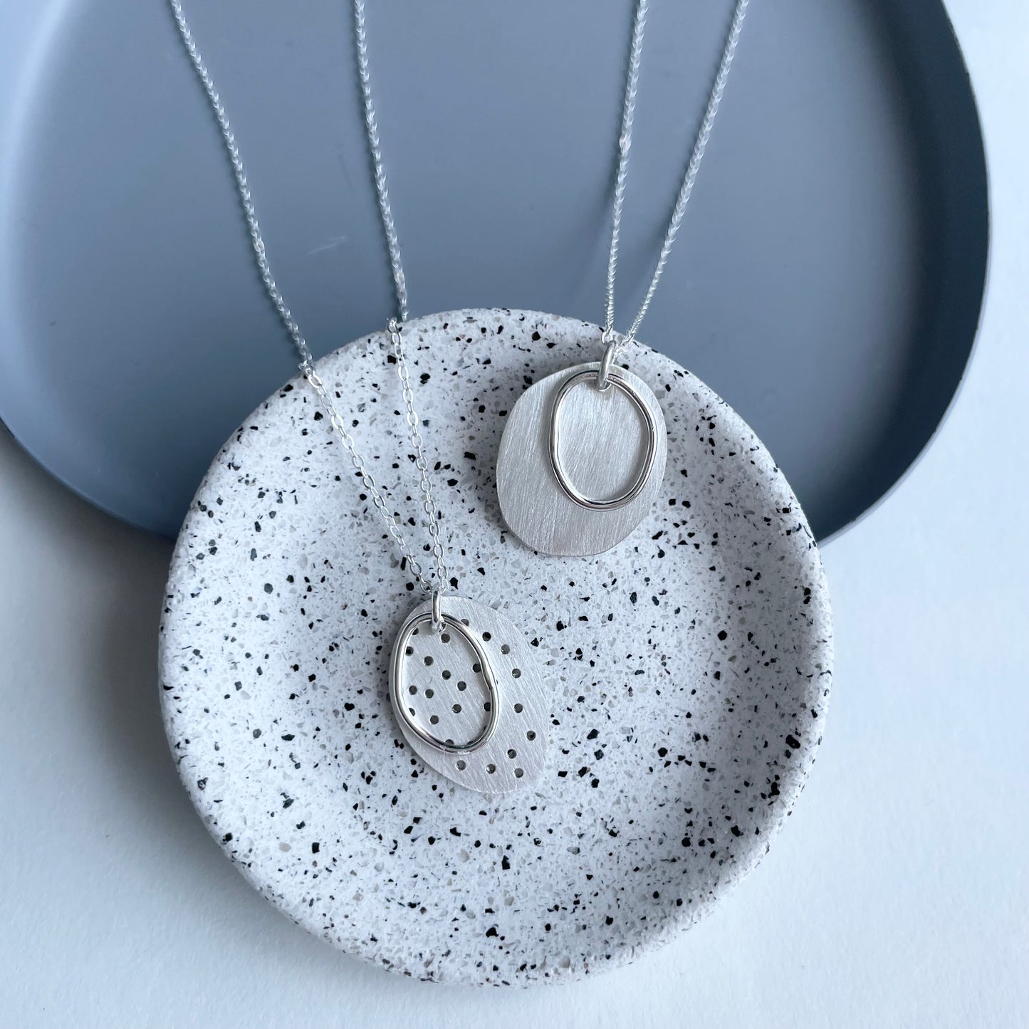 double pebble silver necklaces
