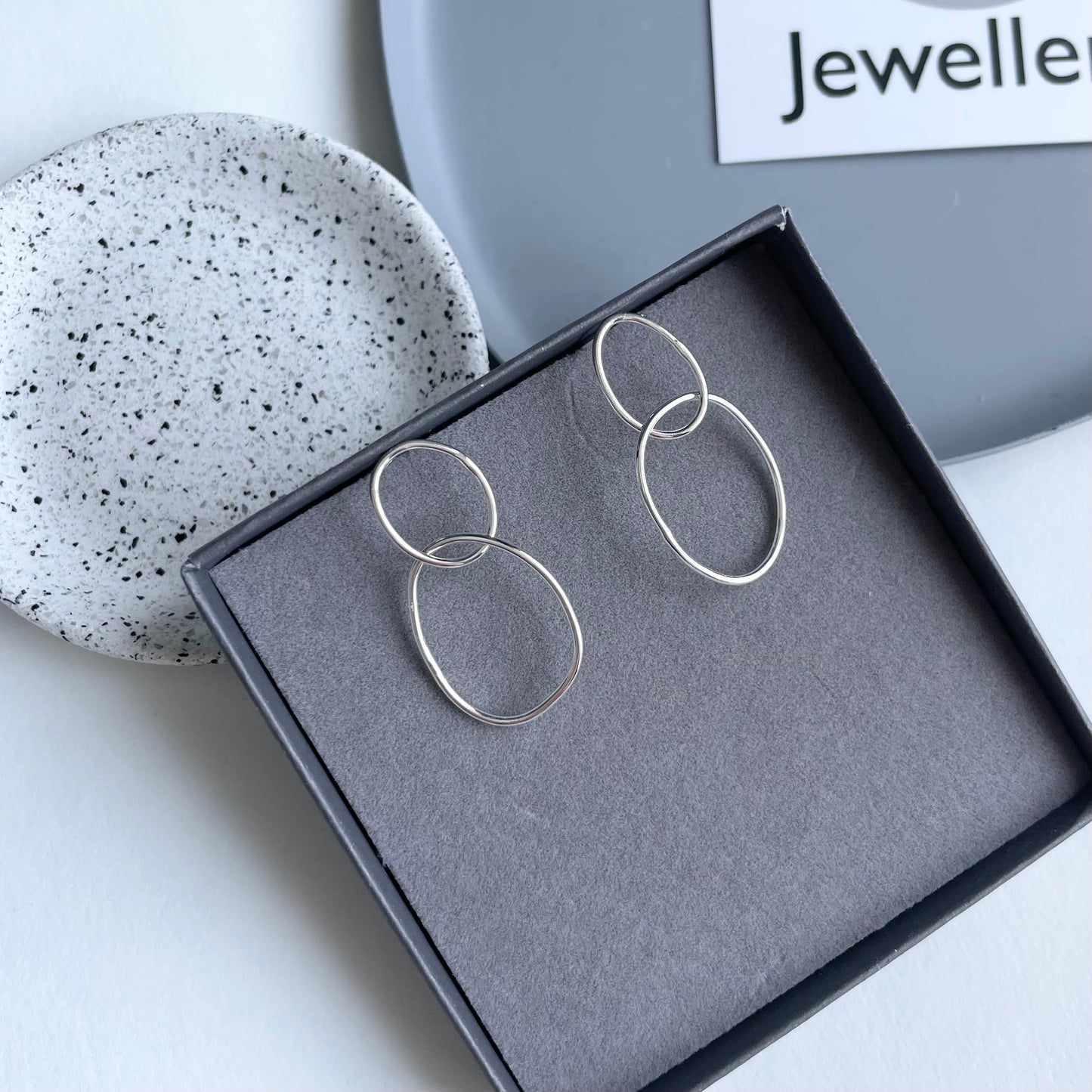 double silver wire earrings