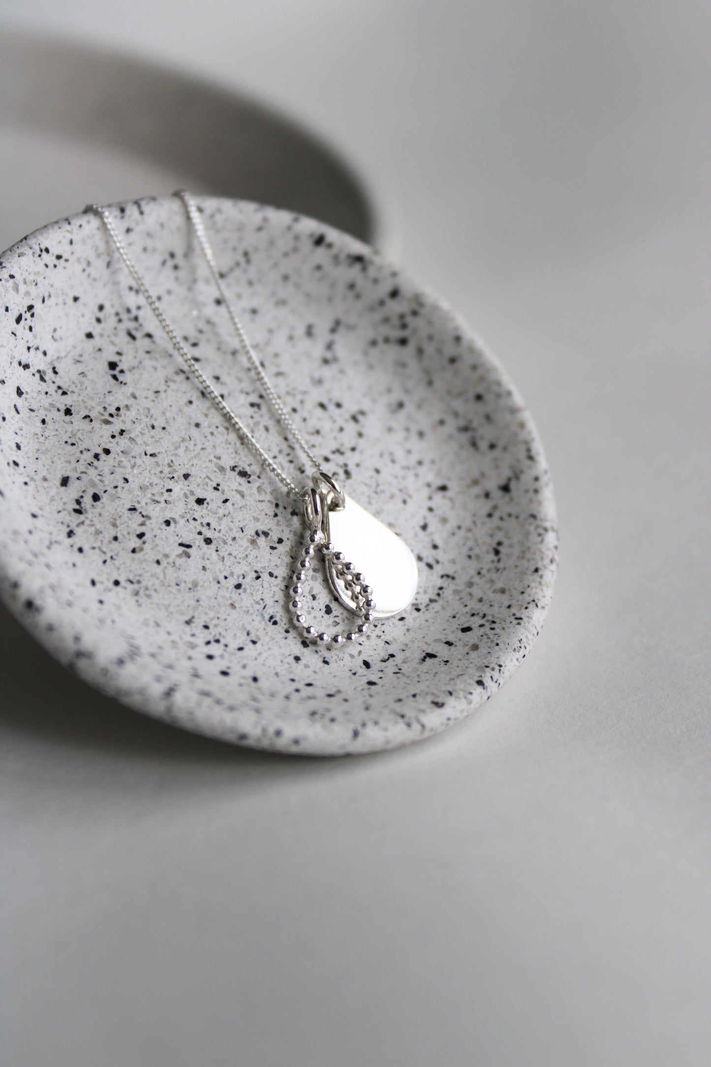 silver double teardrop pendant