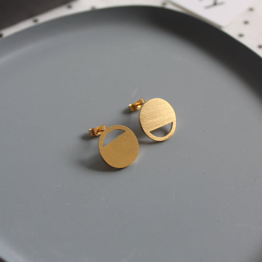 geometric gold stud earrings