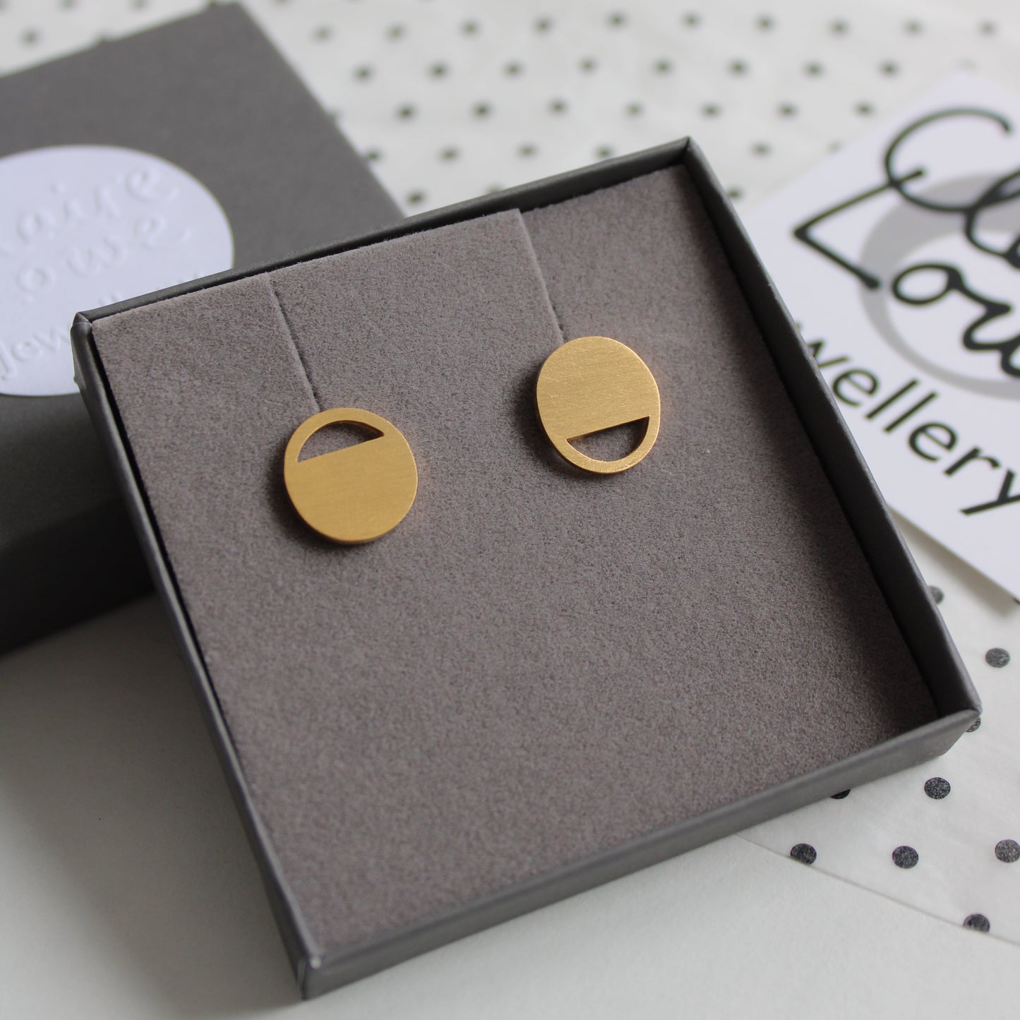 geometric gold stud earrings