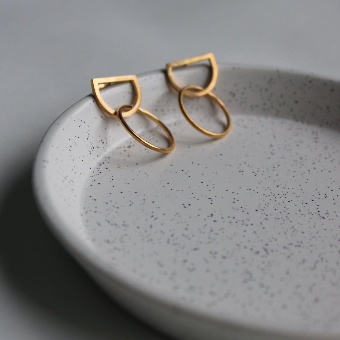 gold vermeil arc circle stud earrings