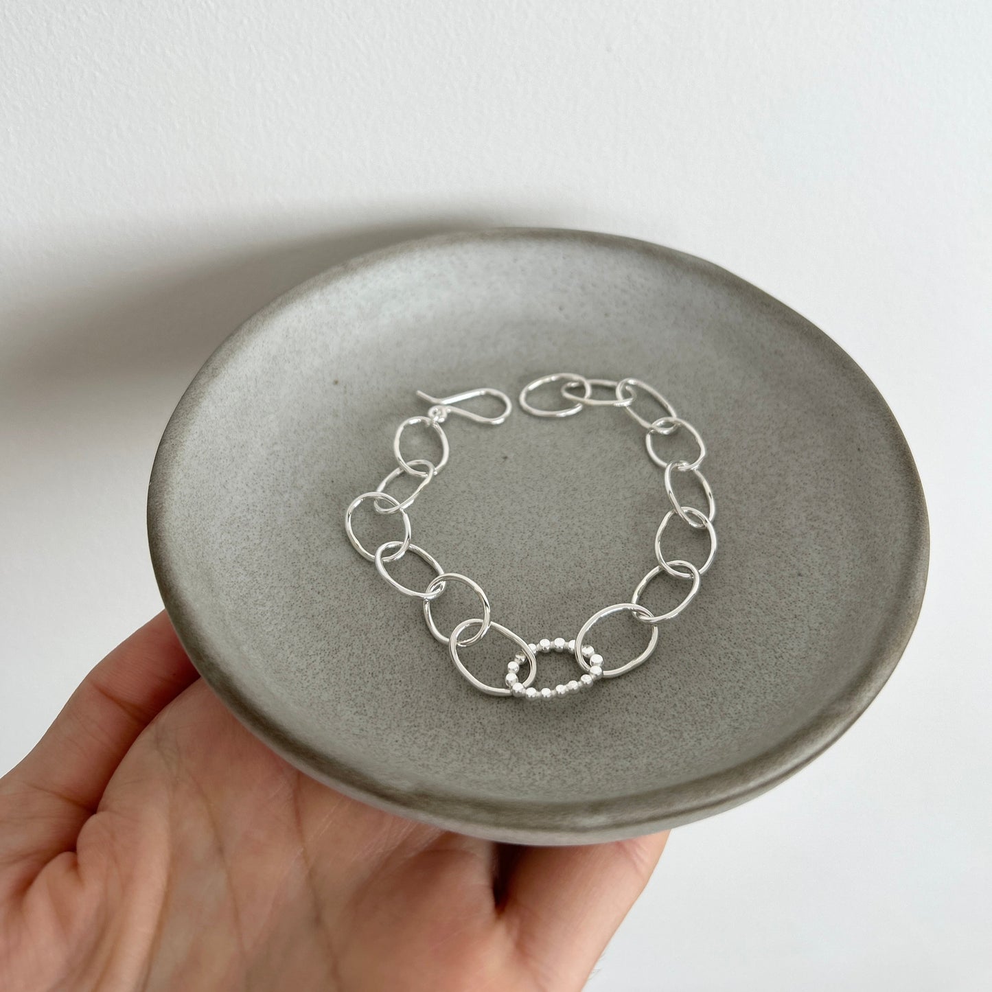 Silver Pebble Link Bracelet
