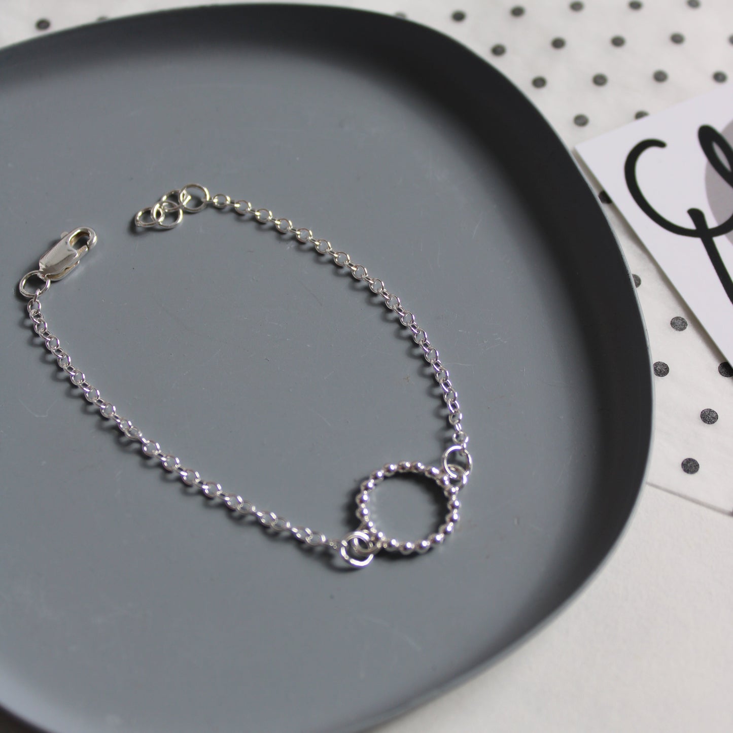 silver dotty circle bracelet