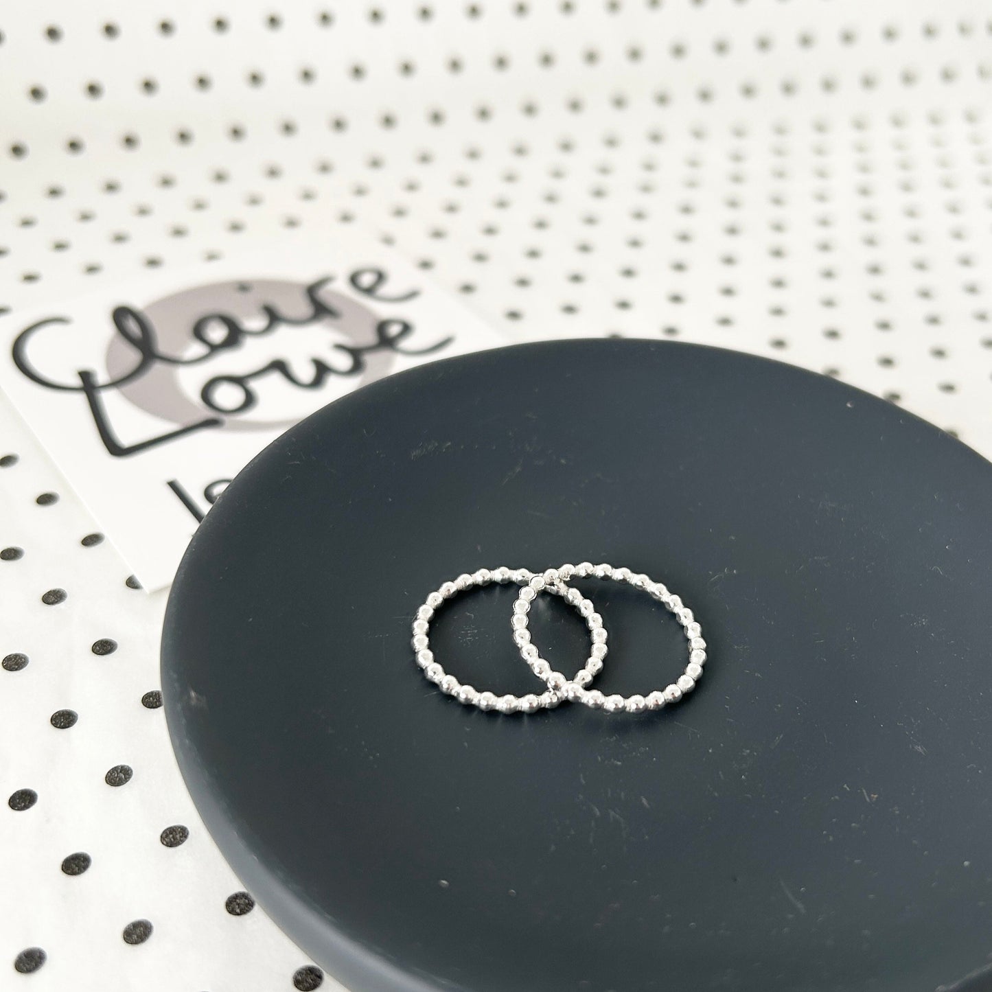 silver dotty stacking ring