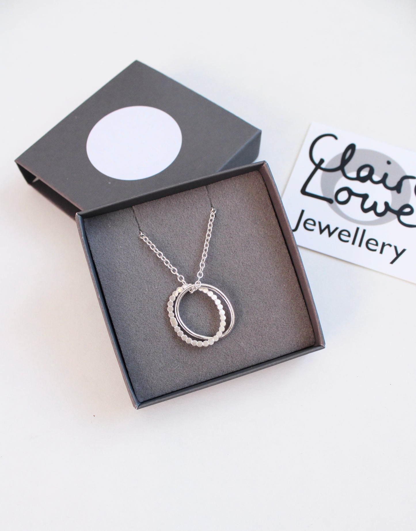 silver double pebble pendant