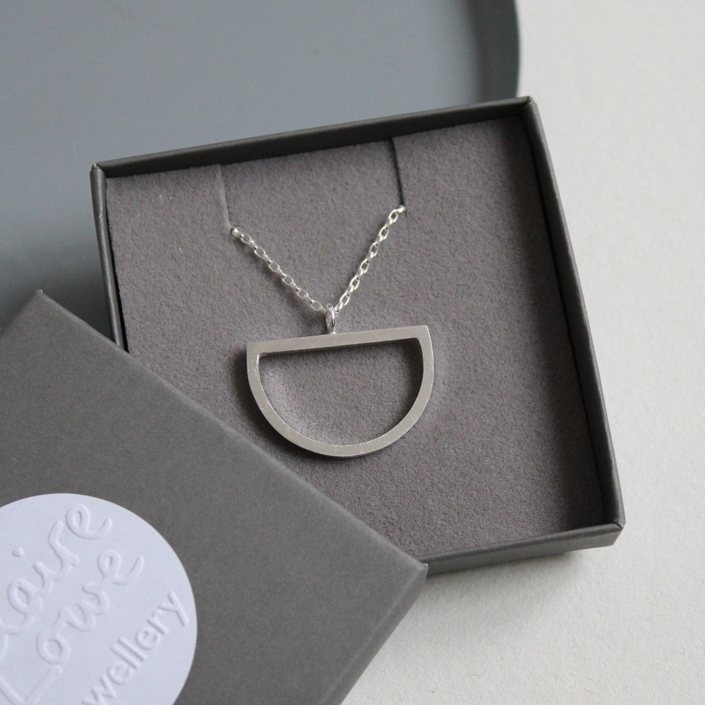 silver large arc pendant