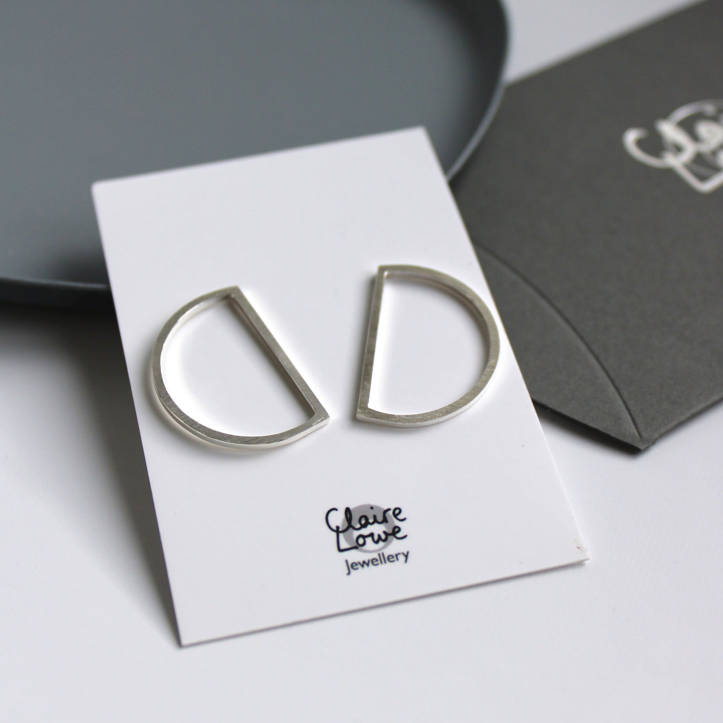 silver large arc studs