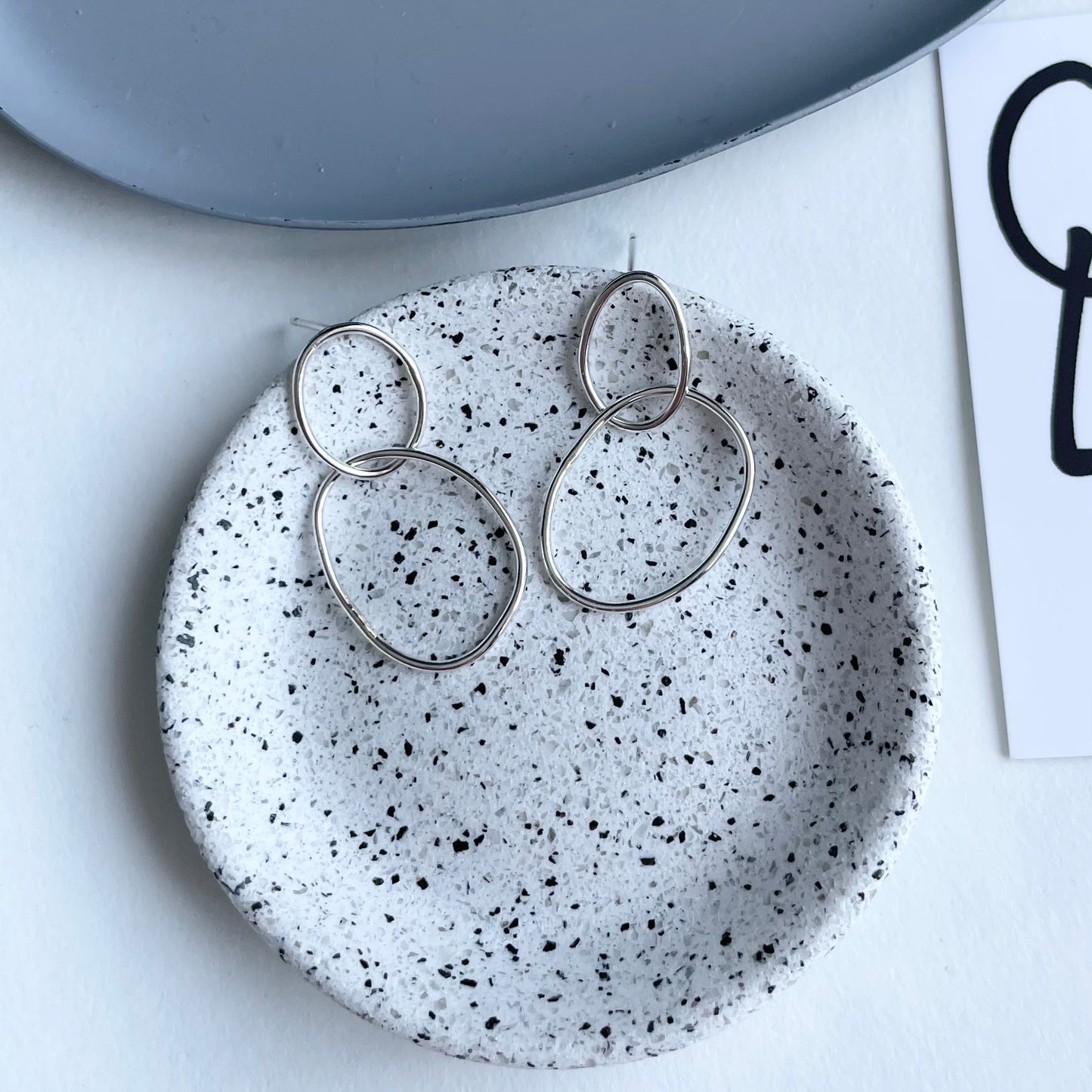silver pebble earrings
