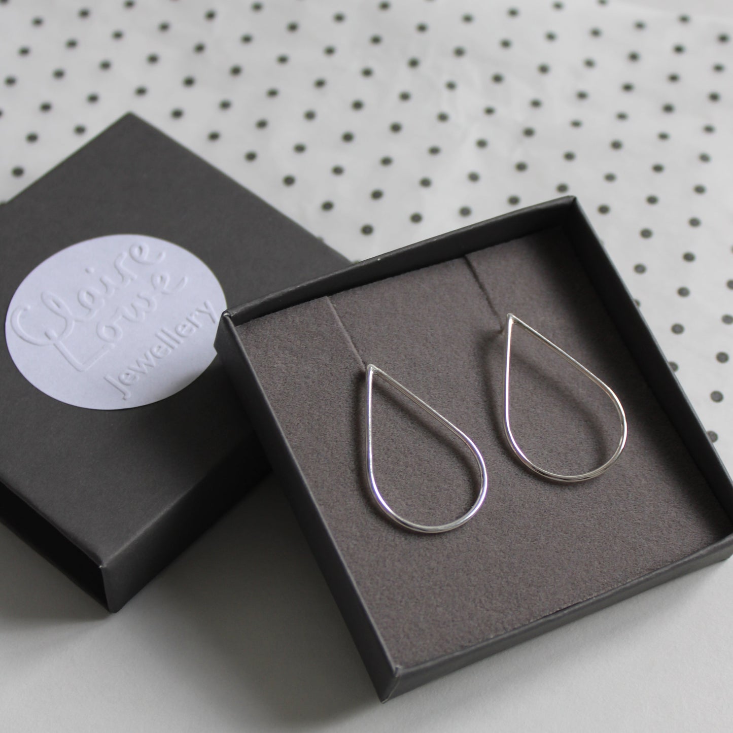 statement silver teardrop earrings