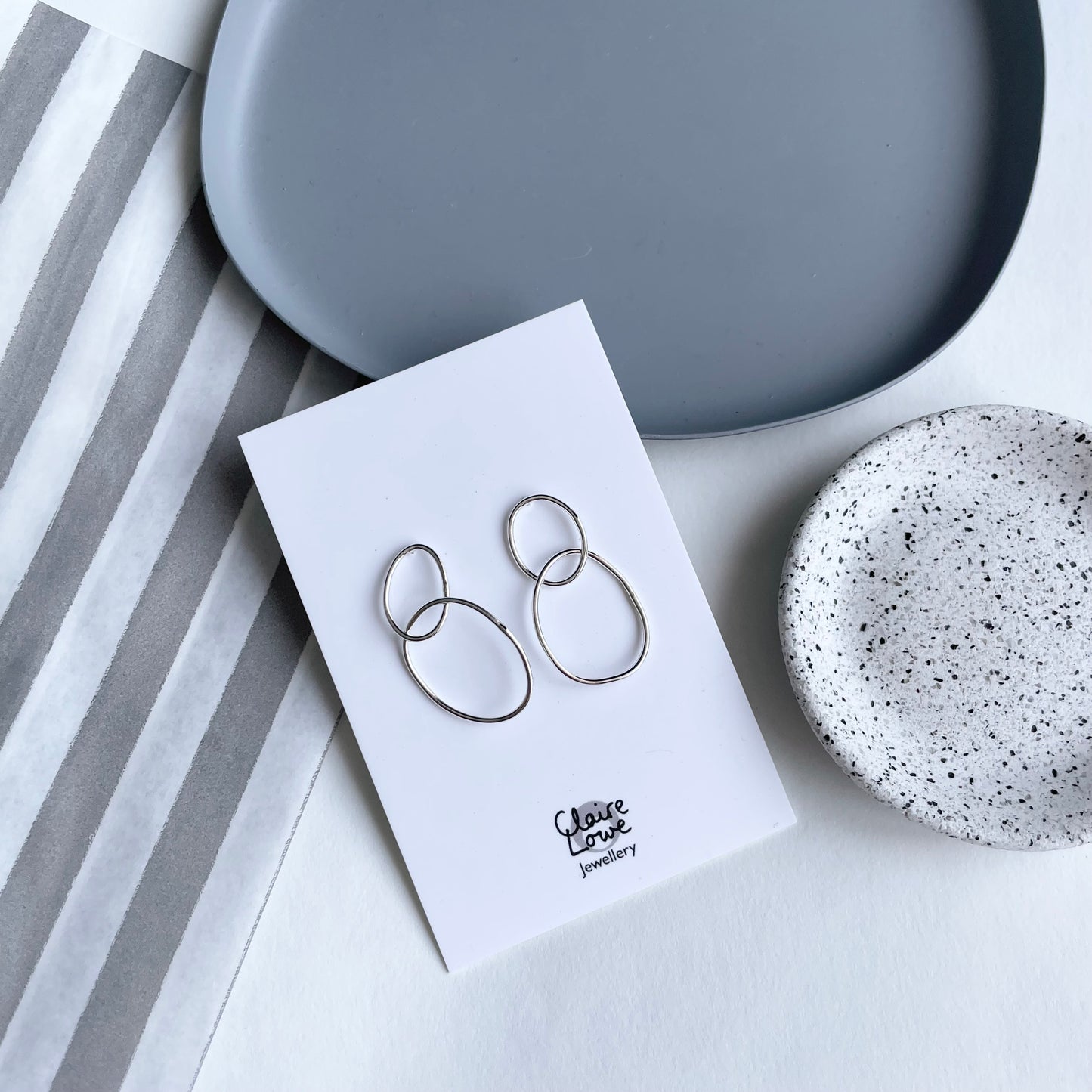 silver wire drop earrings