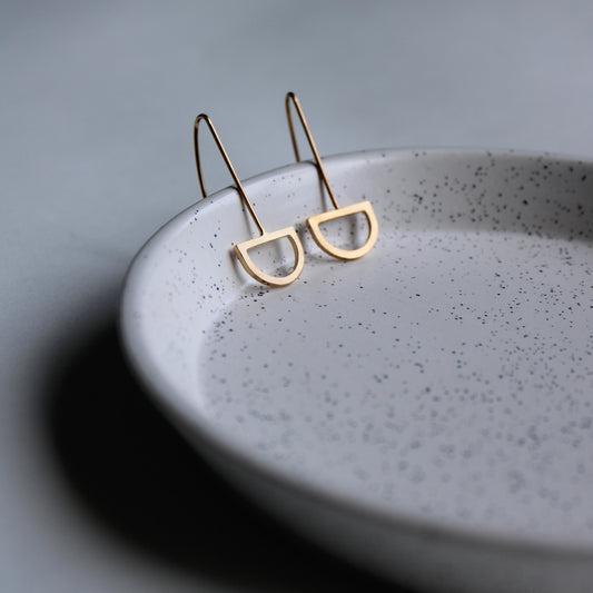 simple arc drop earrings gold vermeil