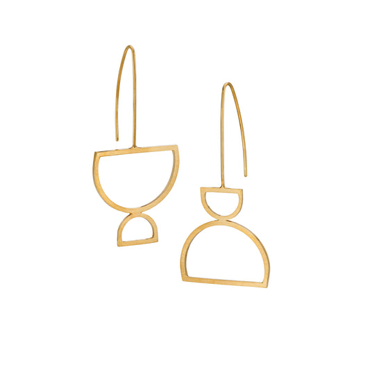 Arc Odd Drop Earrings - Gold