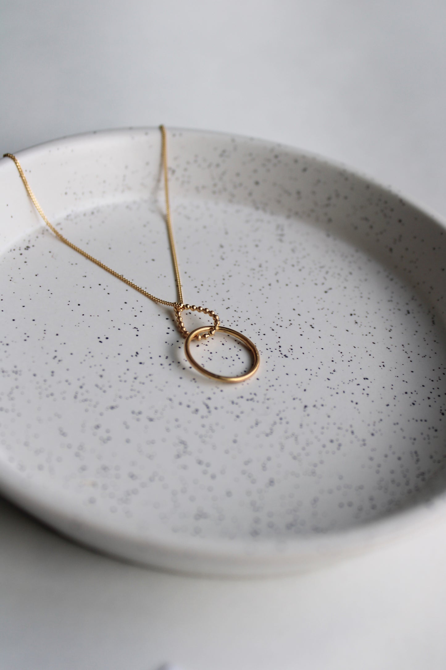 teardrop and circle pendant gold vermeil