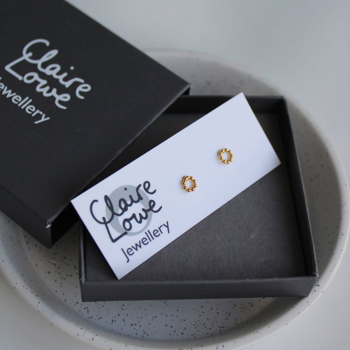 tiny dotty circle earrings gold vermeil