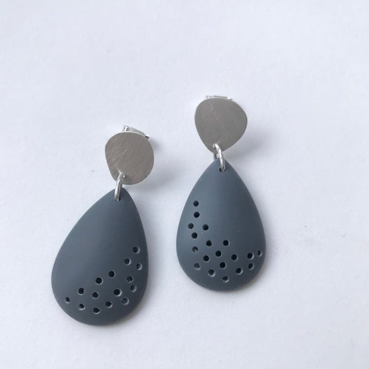 Silver and resin pebble earrings