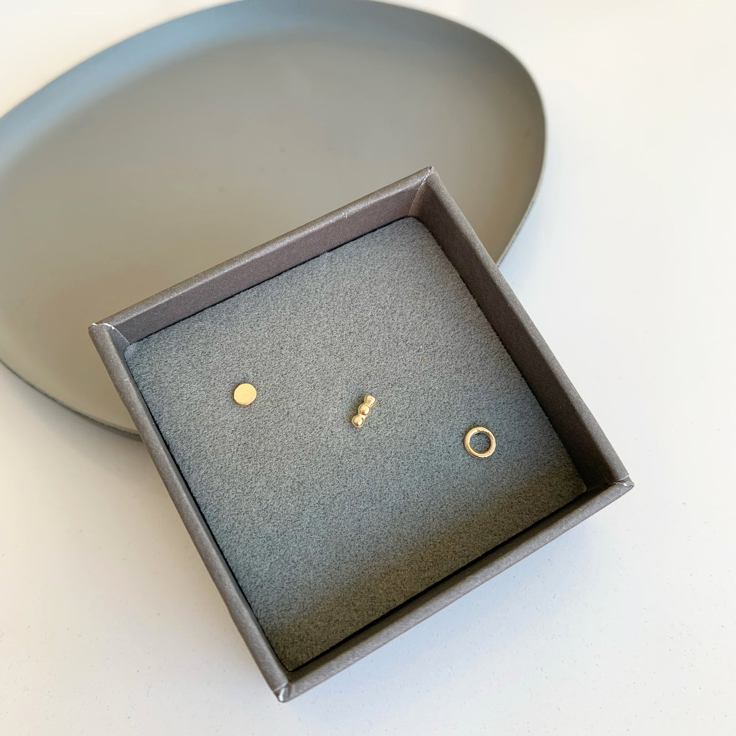 trio gold stud earring set