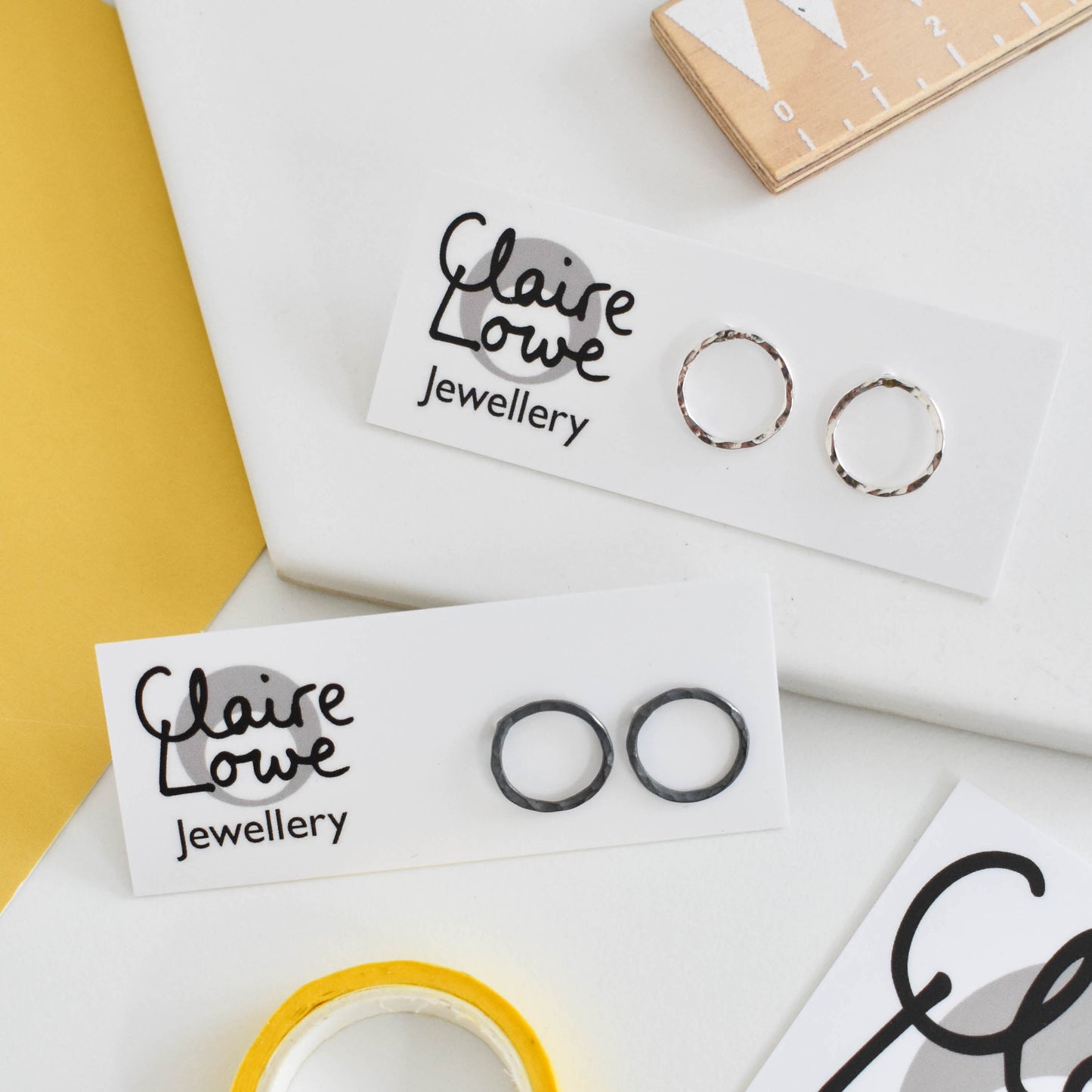 Silver beaten circle studs