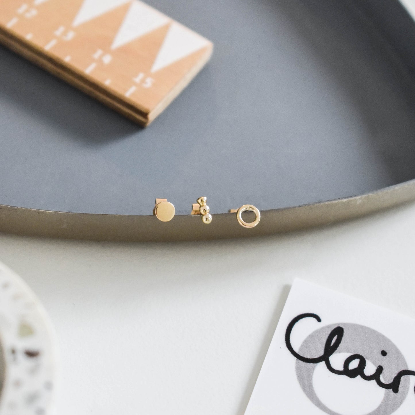 trio gold stud earring set