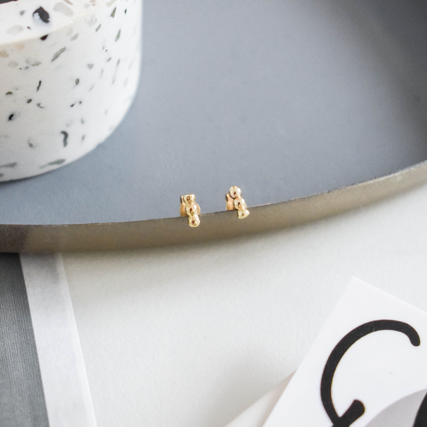 Yellow Gold Dotty Bar Studs