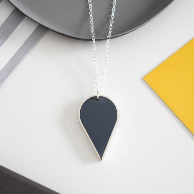 Grey Resin and Silver Pendant