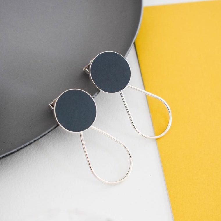 large grey resin earrings