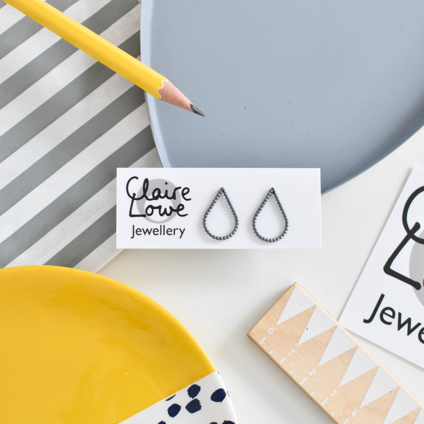 oxi silver dotty teardrop earrings