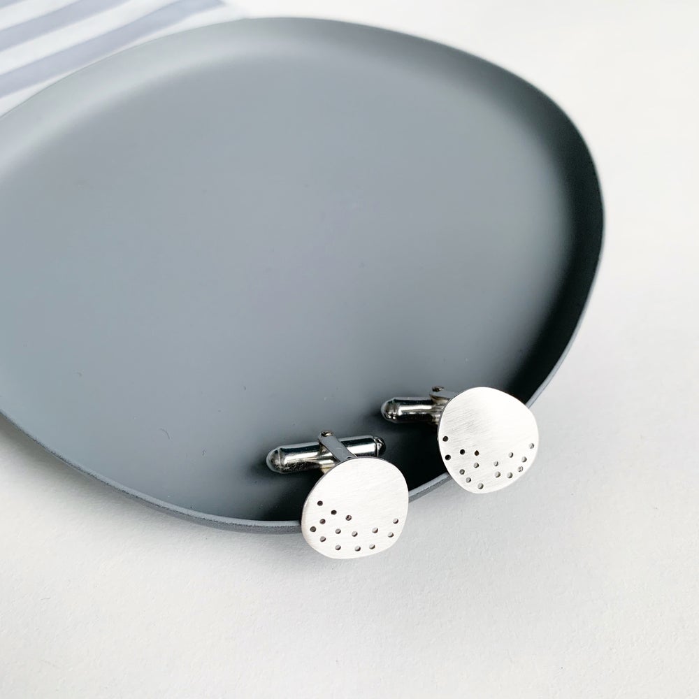 pebble silver cufflinks