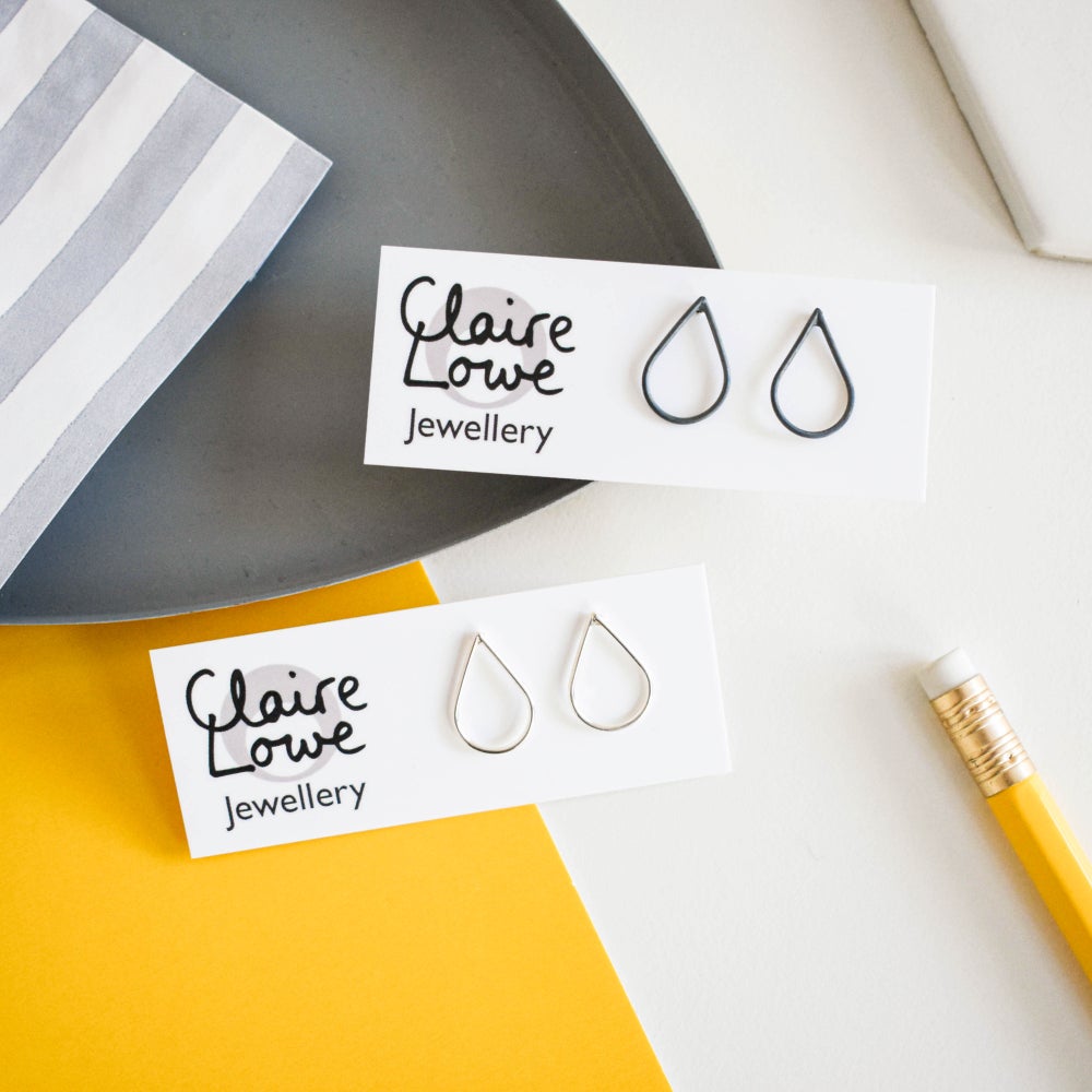 silver teardrop studs earrings