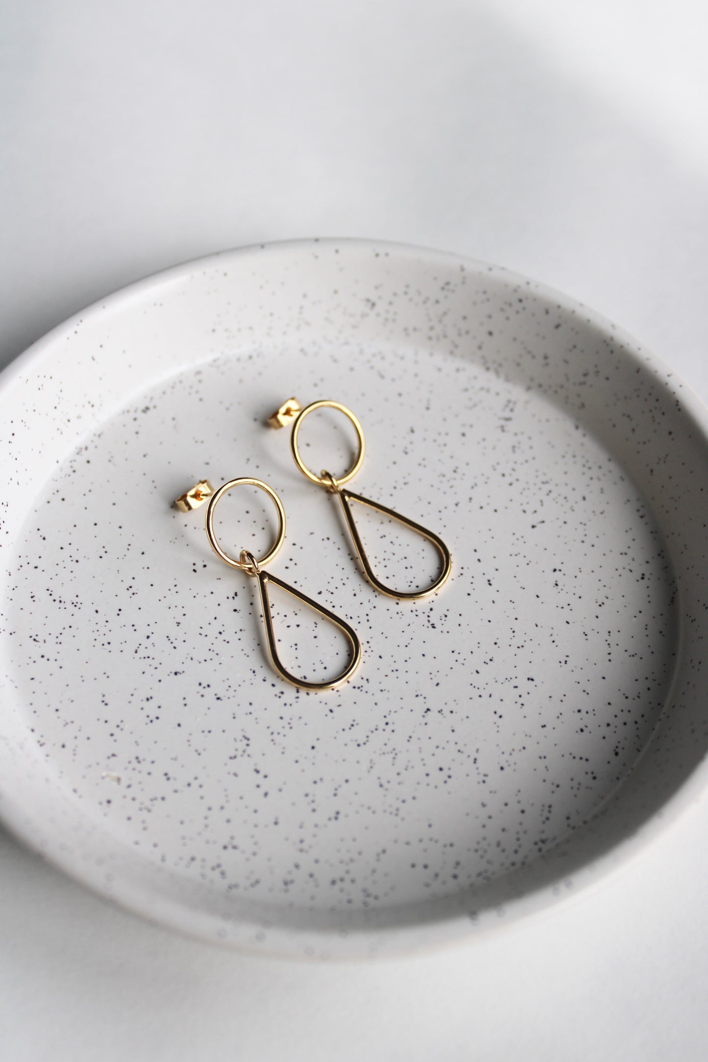 Circle Teardrop Earrings - Gold Plate