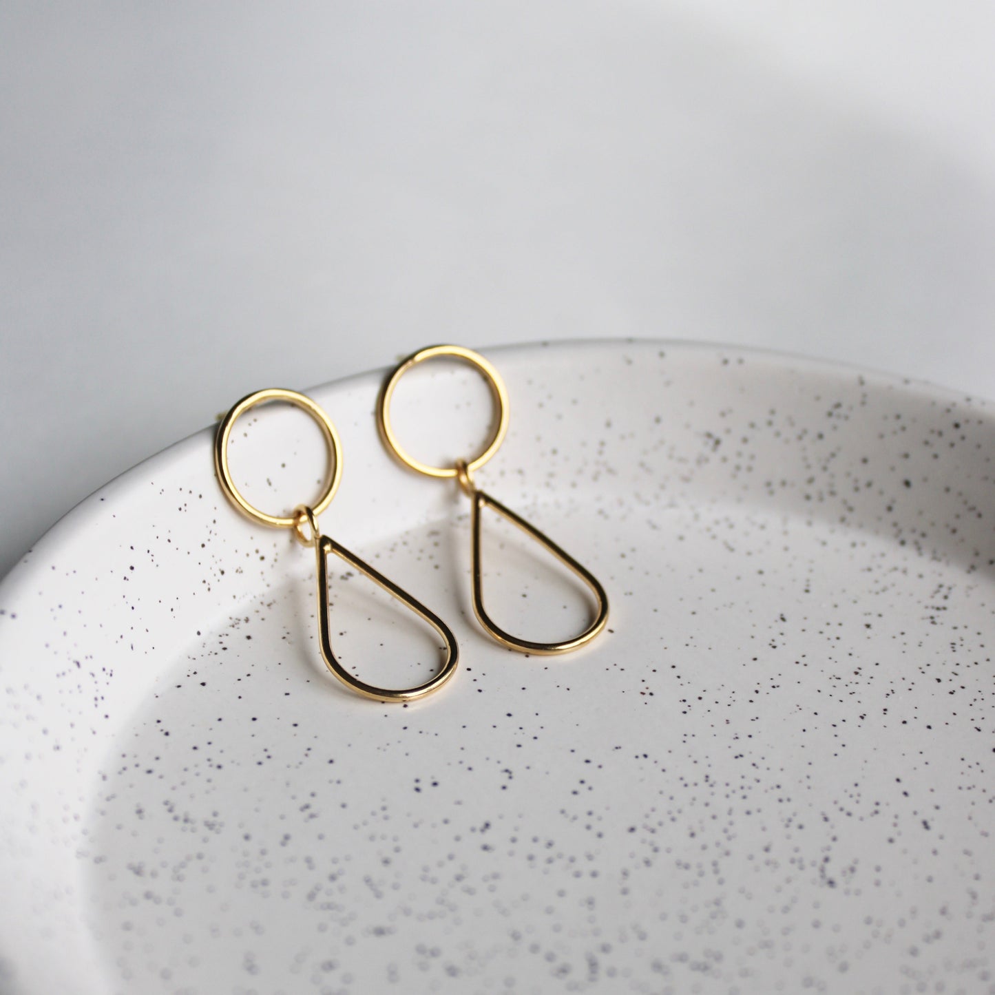 Circle Teardrop Earrings - Gold Plate