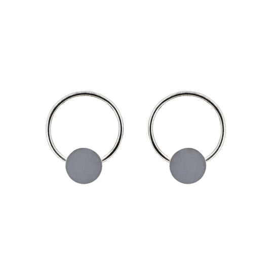 Circle Stud Earrings - Grey