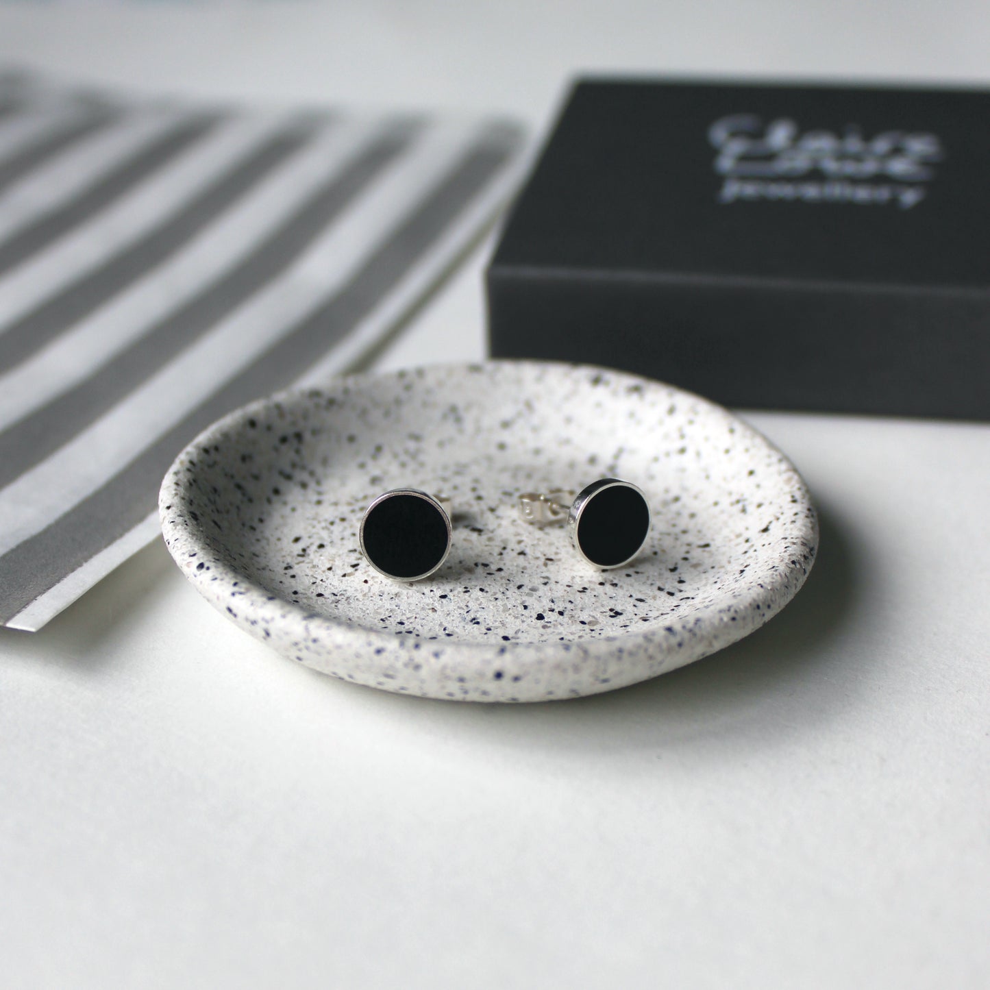 Arc Black Stud Earrings