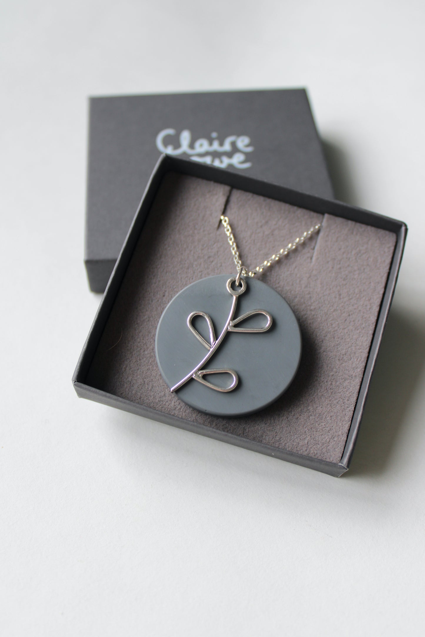 Grey Leafy Necklace