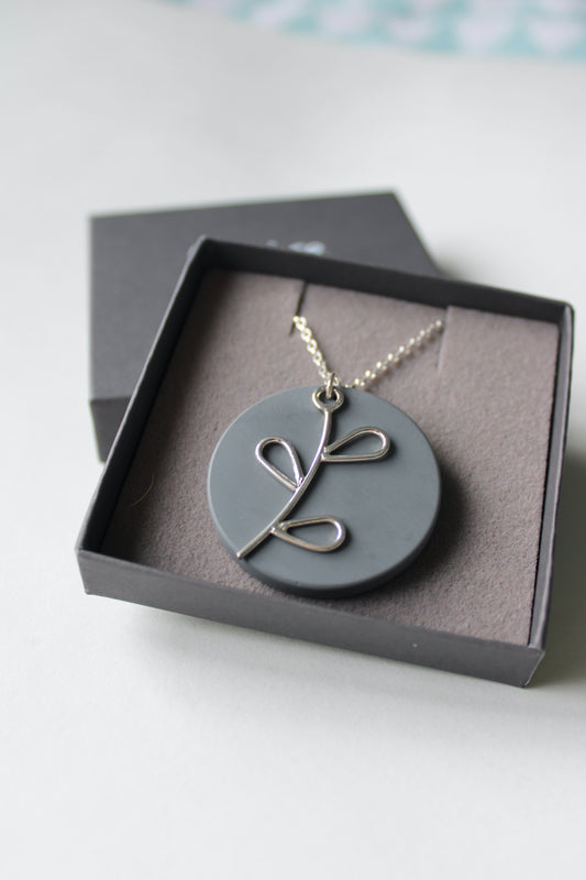 Grey Leafy Necklace
