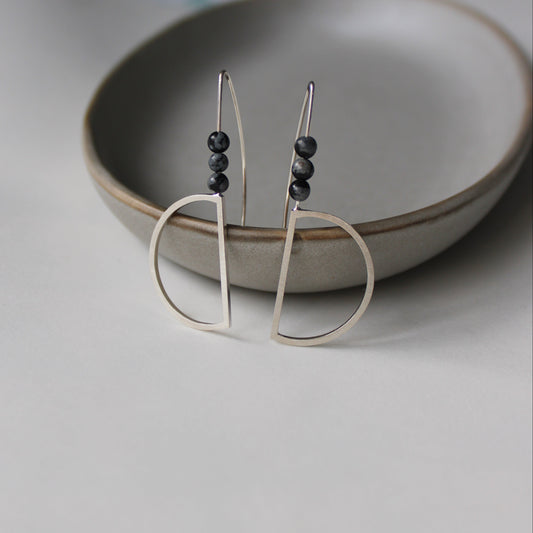 Arc & Bead Drop Earrings