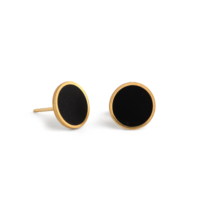 Arc Black Studs - Gold