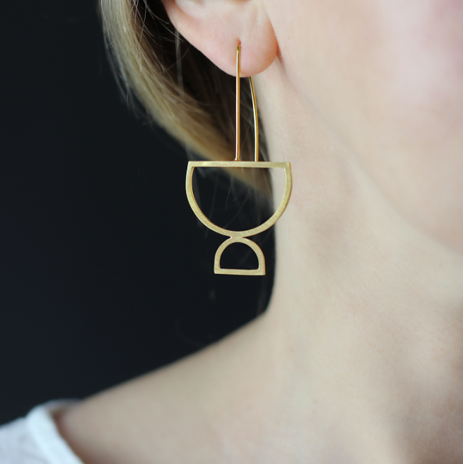 Arc Odd Drop Earrings - Gold