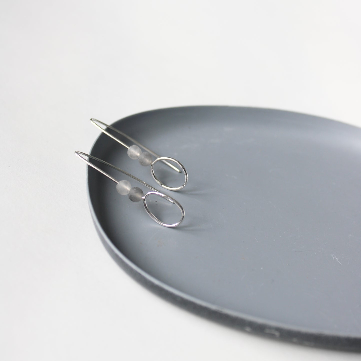 agate bead and silver drop earrings