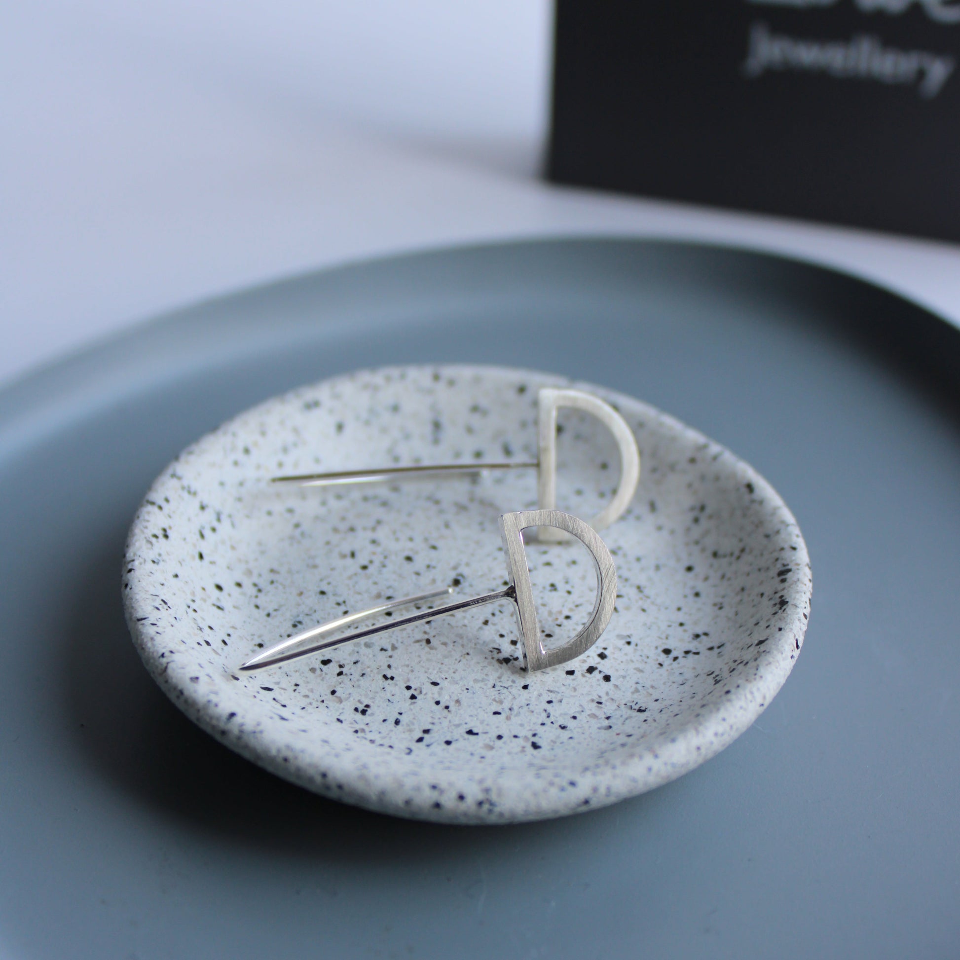 arc drop earrings silver
