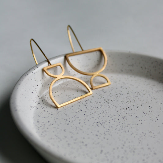 arc odd drop earrings gold vermeil