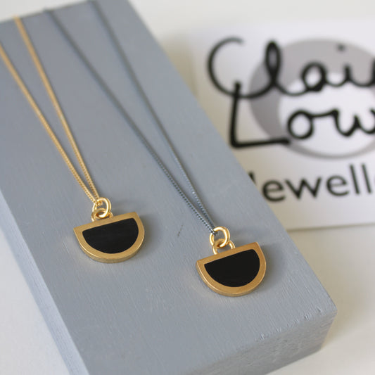 arc tiny pendant gold and black