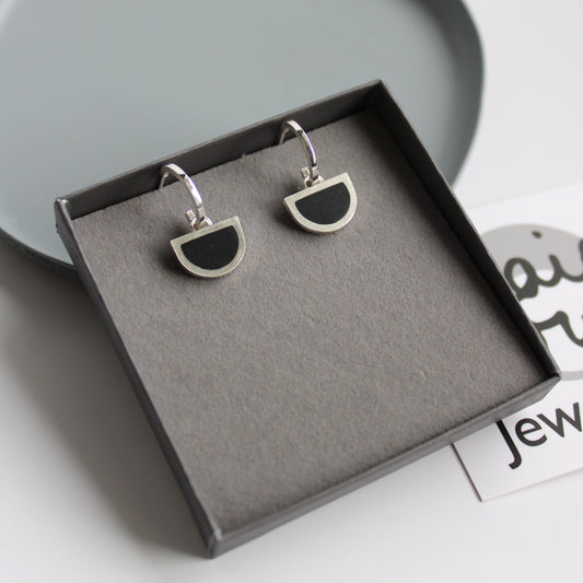 black arc hoop earrings