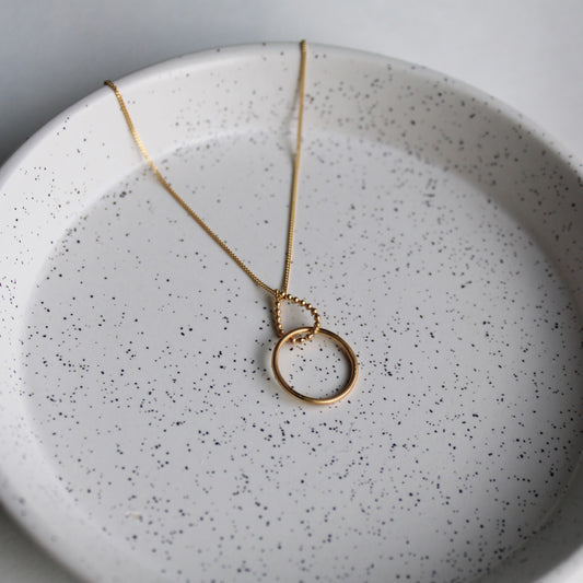 circle and teardrop pendant gold vermeil