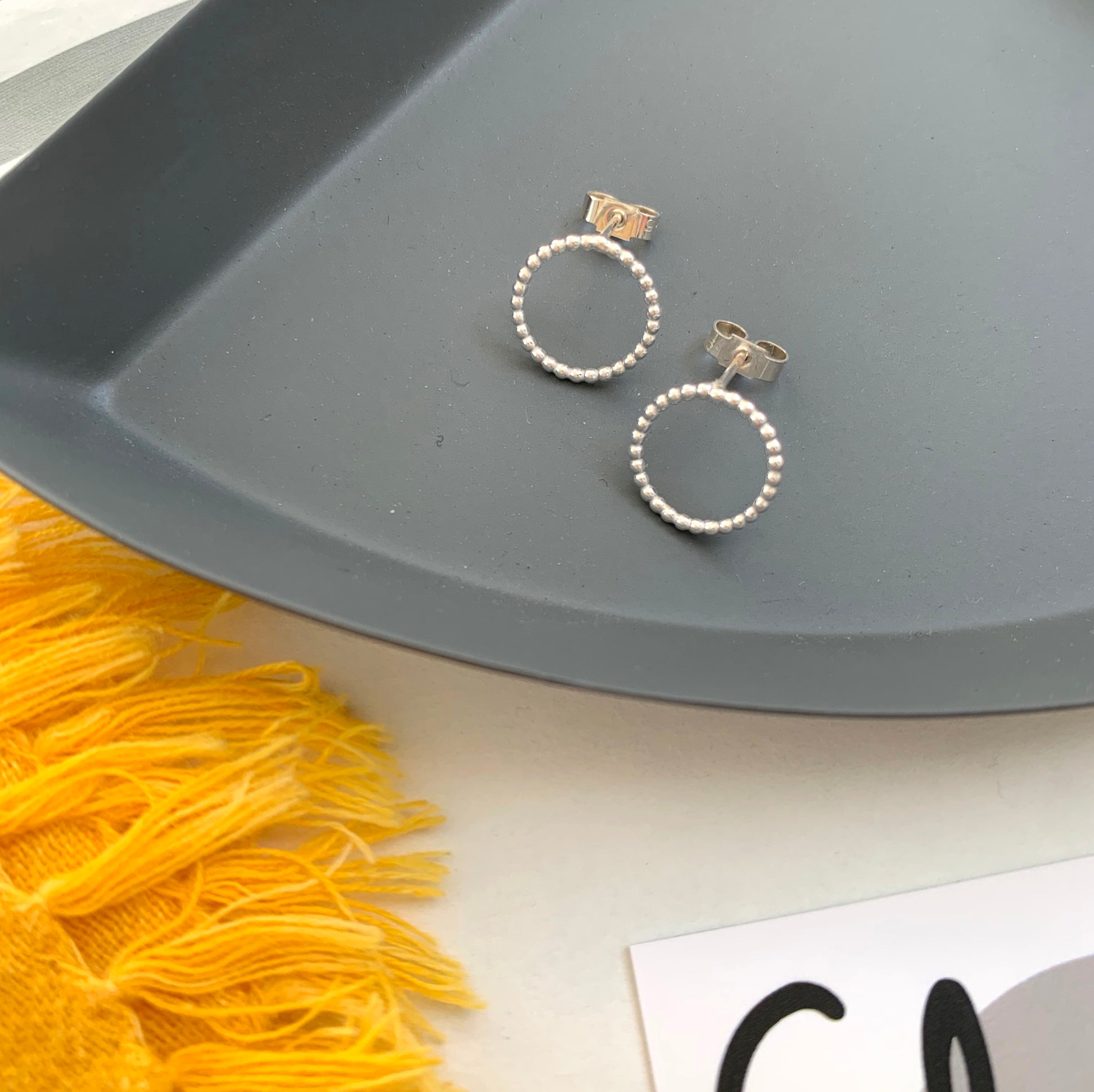 silver round stud earrings